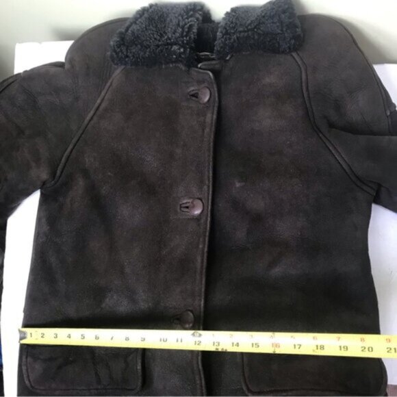 GilbertCohen Montreal Vintage Shearling Sheepskin Leather Coat Warm Fur Pocket L - Picture 14 of 15